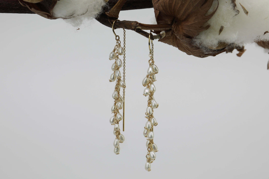 Rice Pearl Chain Earrings