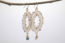 Load image into Gallery viewer, E526-D Aqua Ellipse Earrings
