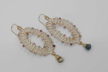 Load image into Gallery viewer, E526-D Aqua Ellipse Earrings
