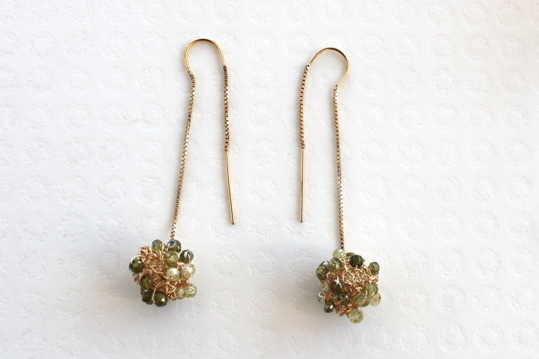 Green Ball Zircon Earrings