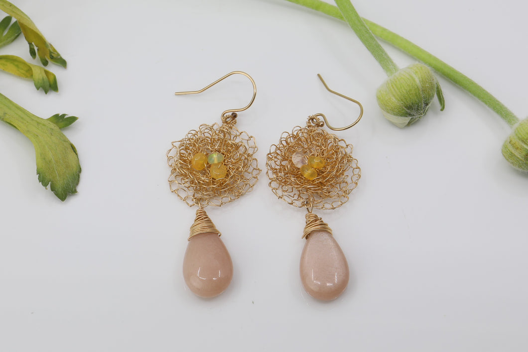 Moonstone Floral Earrings