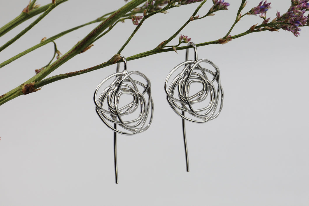 Wire Flower Stem Earrings