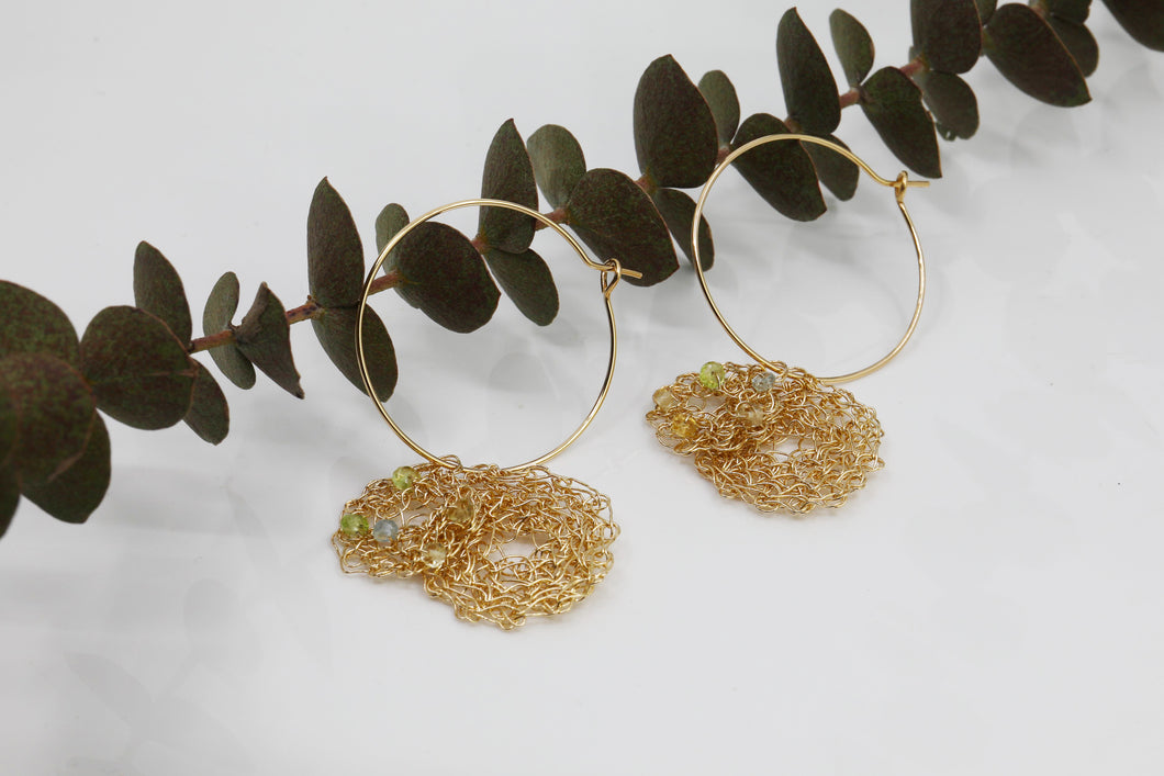 Multi Stone Flower Hoop Earrings