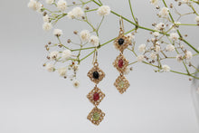 Load image into Gallery viewer, Diamond Shaped Tourmaline Earrings
