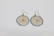 Load image into Gallery viewer, Blue Pearl Sun Earrings
