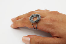 Load image into Gallery viewer, Silver Oxidized Crochet Ring
