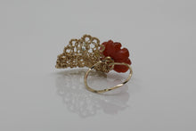 Load image into Gallery viewer, Carnelian Flower Leaf Ring
