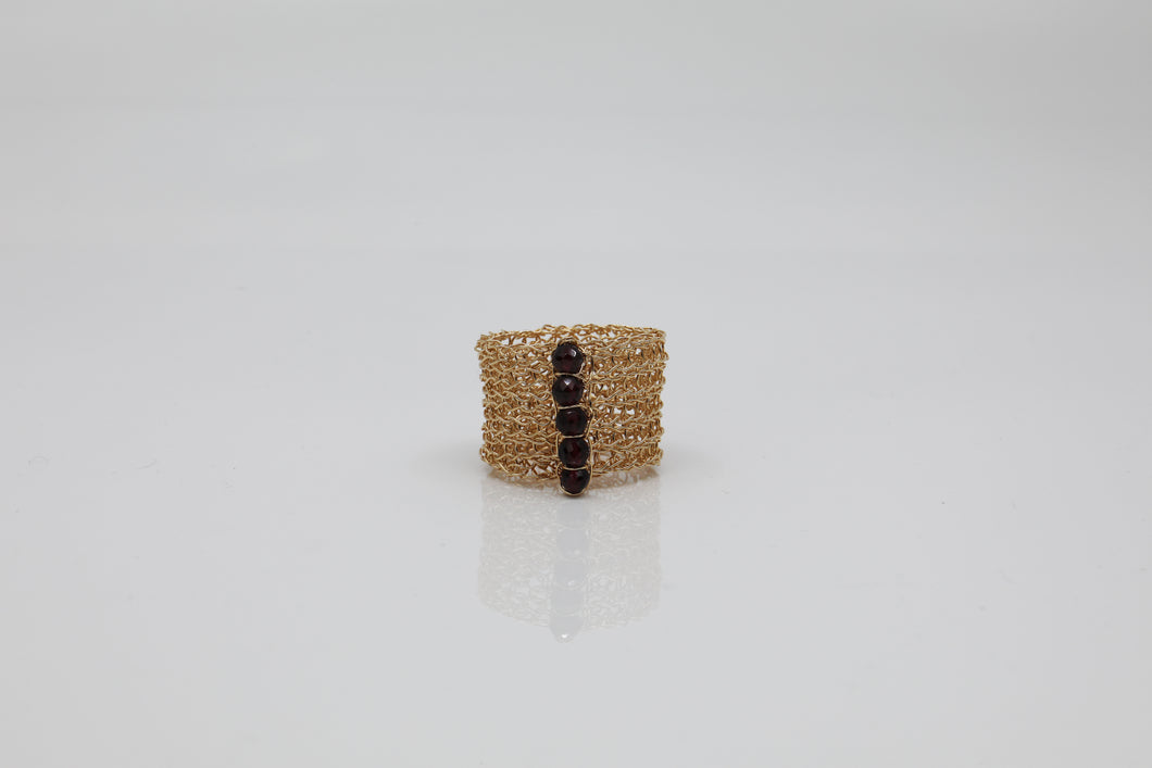 Rhodolite Row Ring